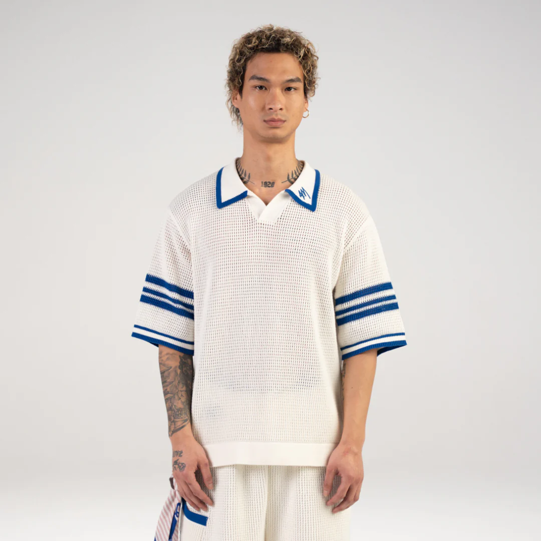 FASHION KNITTED POLO OFF WHITE