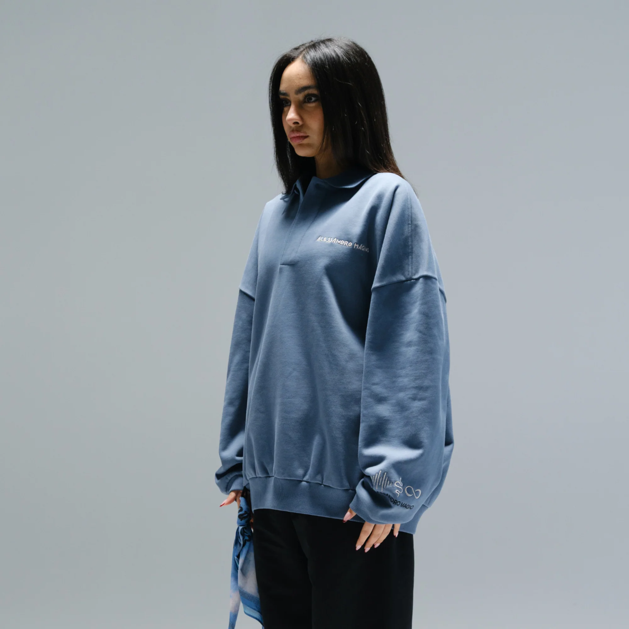 FASHION POLO LONGSLEEVE BLUE MIRAGE (Woman) - SOLD OUT - Image 3
